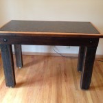 Cincinnati Reclaimed Barn Wood Furniture - Granite and Oak Pub Height Table