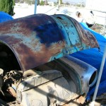 The rusty metal removed form the hood
